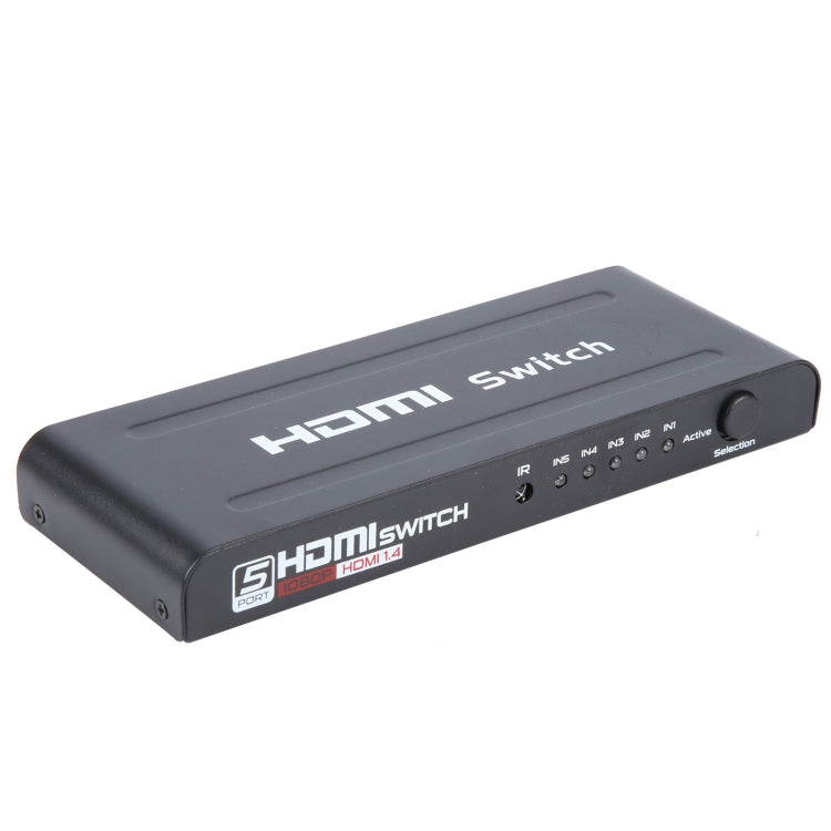 Lisslune | Full HD 1080P 5 Ports HDMI Switch with Remote Control & LED Display (Black)