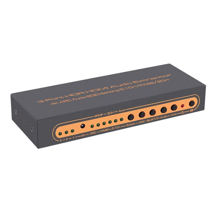 Lisslune | 3 Ports HDMI/MHL Audio Extractor with IR Remote Control, 4K ARC Audio EDID Setting 5.1ch / PASS / 2ch