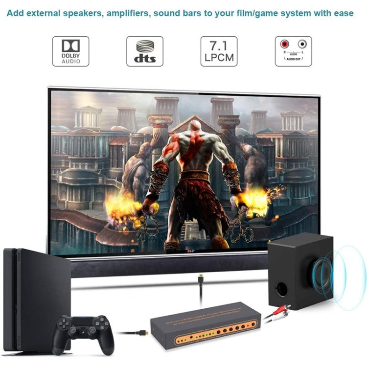 Lisslune | 3 Ports HDMI/MHL Audio Extractor with IR Remote Control, 4K ARC Audio EDID Setting 5.1ch / PASS / 2ch
