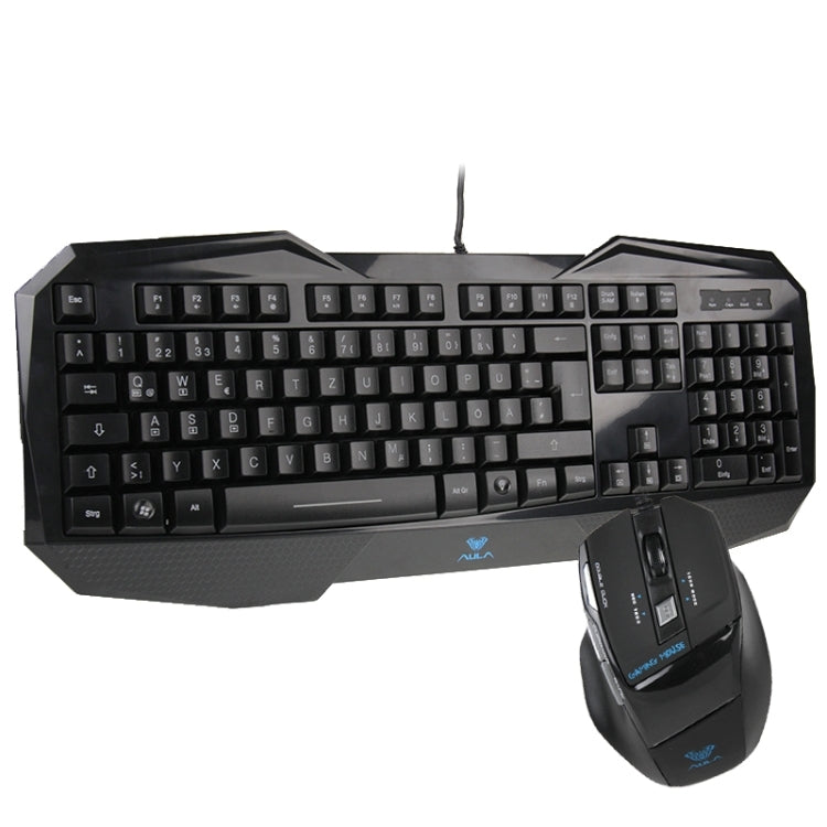 Lisslune | Aula Killing Soul Behead Series Wired USB Silent / Non-slip QWERTZ Keyboard with Blu-ray Backlighting + 500-1000Hz Polling Rate 7D Gaming Mouse Combo Kit, German Language Keys