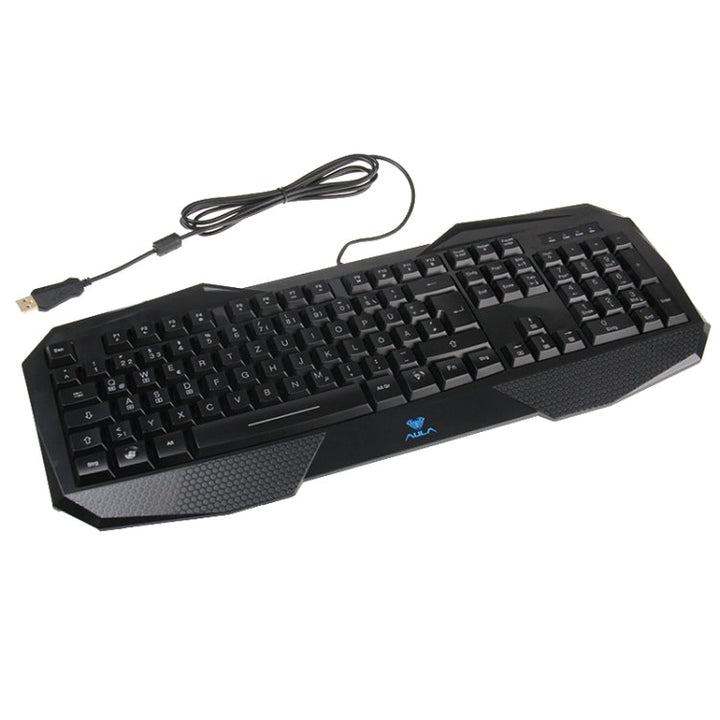 Lisslune | Aula Killing Soul Behead Series Wired USB Silent / Non-slip QWERTZ Keyboard with Blu-ray Backlighting + 500-1000Hz Polling Rate 7D Gaming Mouse Combo Kit, German Language Keys