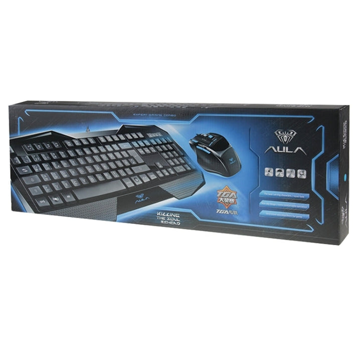 Lisslune | Aula Killing Soul Behead Series Wired USB Silent / Non-slip QWERTZ Keyboard with Blu-ray Backlighting + 500-1000Hz Polling Rate 7D Gaming Mouse Combo Kit, German Language Keys