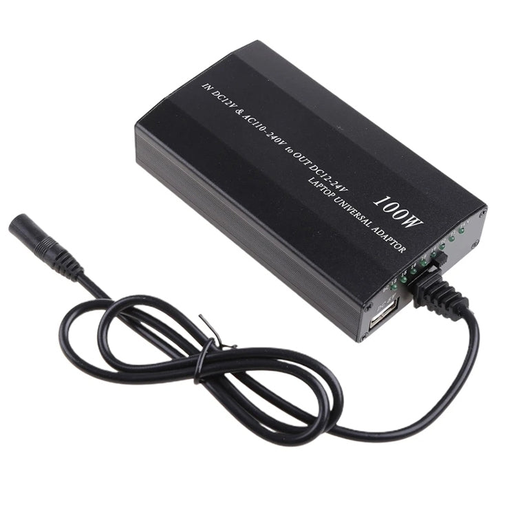 Lisslune | 100W Universal Laptop AC / DC Adapter, Convenient Switchable Voltage, with USB 5V Port