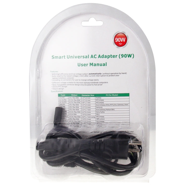 Lisslune | AU-90W+13 TIPS 90W Universal AC power adapter charger with 13 connection plugs for laptop notebook, EU plug