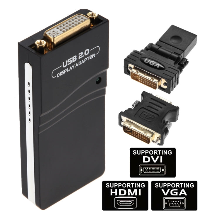 Lisslune | USB 2.0 to VGA, DVI, HDMI Adapter, Resolution: 1920*1080 (Black)