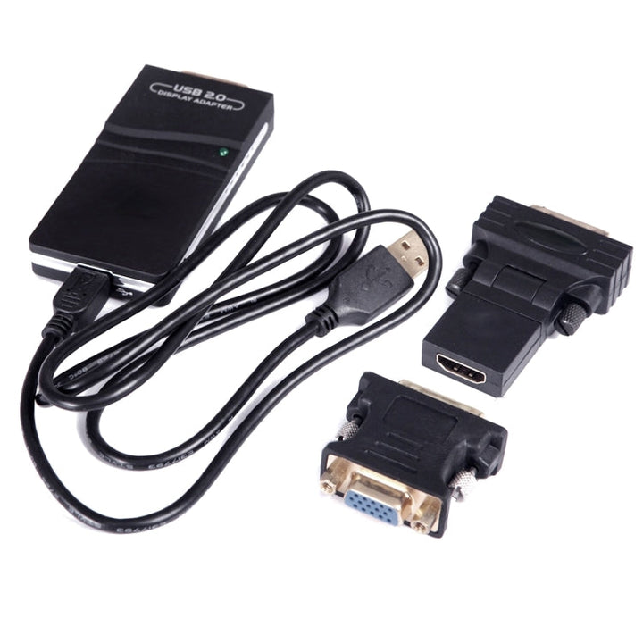 Lisslune | USB 2.0 to VGA, DVI, HDMI Adapter, Resolution: 1920*1080 (Black)