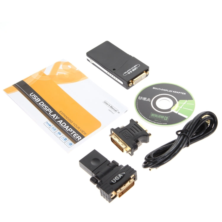 Lisslune | USB 2.0 to VGA, DVI, HDMI Adapter, Resolution: 1920*1080 (Black)