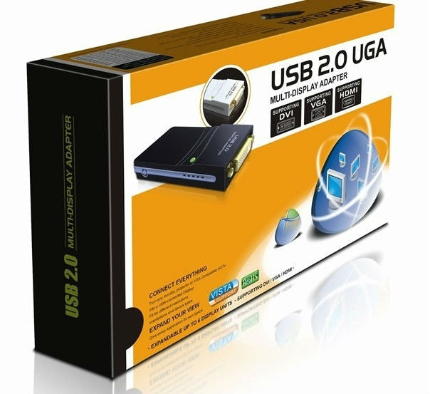 Lisslune | USB 2.0 to VGA, DVI, HDMI Adapter, Resolution: 1920*1080 (Black)