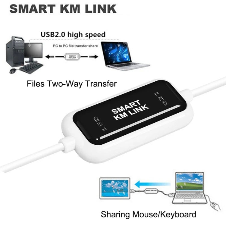 Lisslune | High Speed USB 2.0 Smart KM Link Cable, Share Keyboard & Mouse from PC to PC, Plug and Play, Length: 165cm