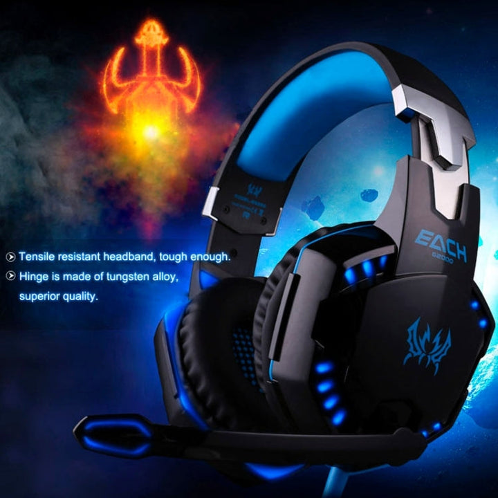 Lisslune | EACH G2000 Over-ear Stereo Bass Gaming Headset with Microphone & LED Light for Computer, Cable Length: 2.2 m (Orange)