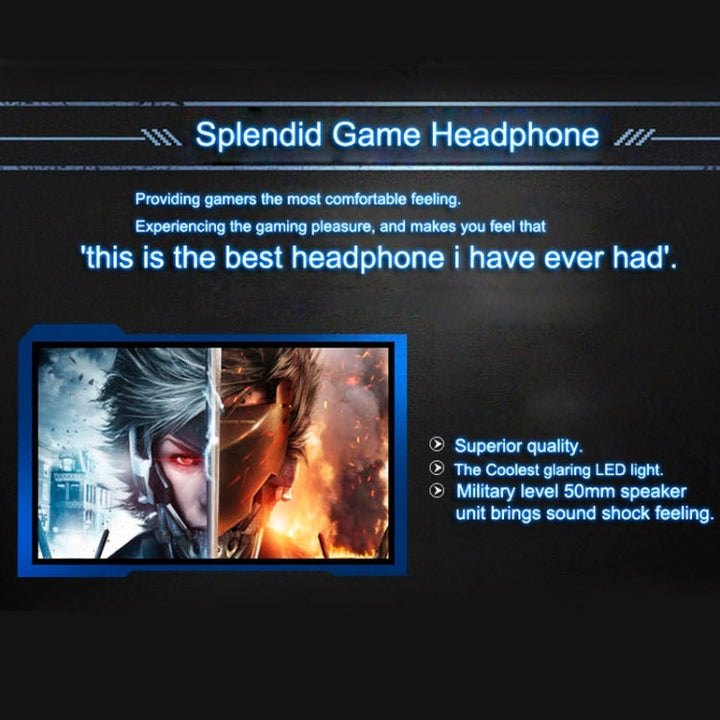 Lisslune | EACH G2000 Over-ear Stereo Bass Gaming Headset with Microphone & LED Light for Computer, Cable Length: 2.2 m (Orange)