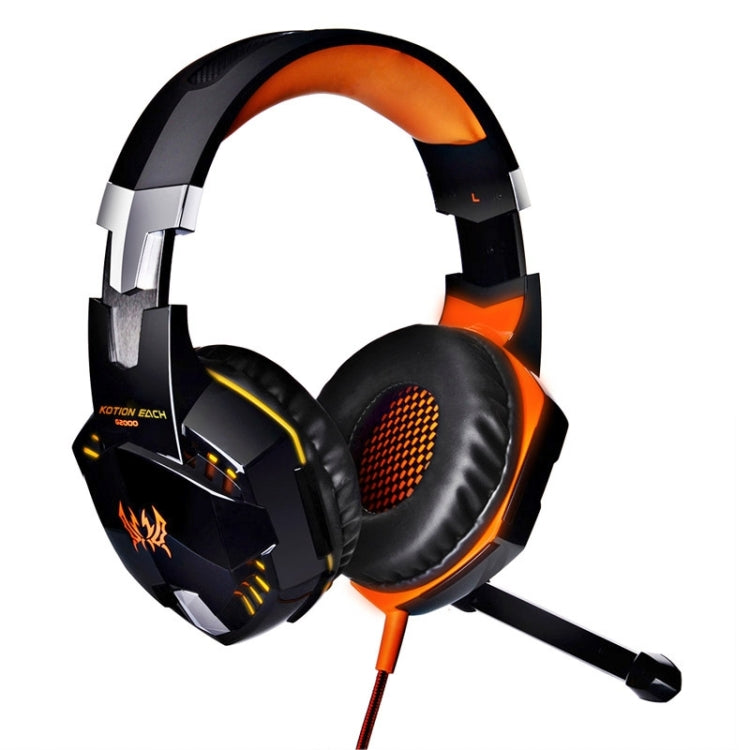 Lisslune | EACH G2000 Over-ear Stereo Bass Gaming Headset with Microphone & LED Light for Computer, Cable Length: 2.2 m (Orange)