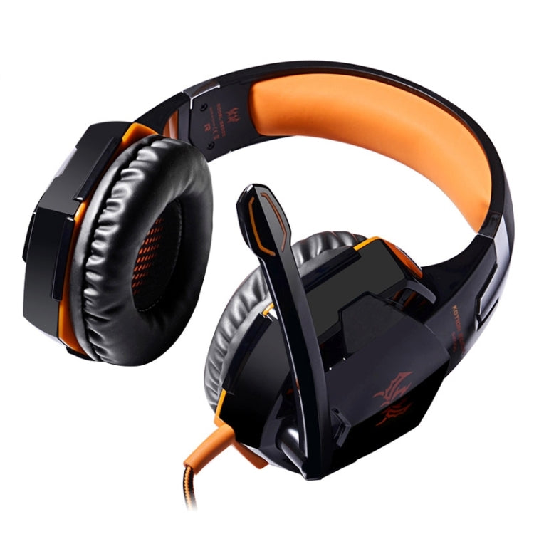 Lisslune | EACH G2000 Over-ear Stereo Bass Gaming Headset with Microphone & LED Light for Computer, Cable Length: 2.2 m (Orange)