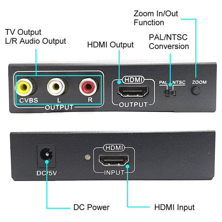 Lisslune | NK-10II HDMI to HDMI/CVBS /AV Scaler Box Video Converter (Black)