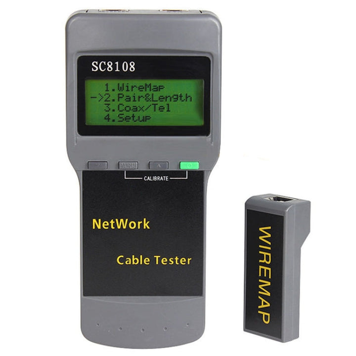 Lisslune | Portable WLAN Network Cable Tester SC8108 LCD Digital PC Data Network CAT5 RJ45 LAN Telephone Cable Tester Meter (Gray)