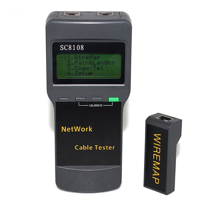 Lisslune | Portable WLAN Network Cable Tester SC8108 LCD Digital PC Data Network CAT5 RJ45 LAN Telephone Cable Tester Meter (Gray)