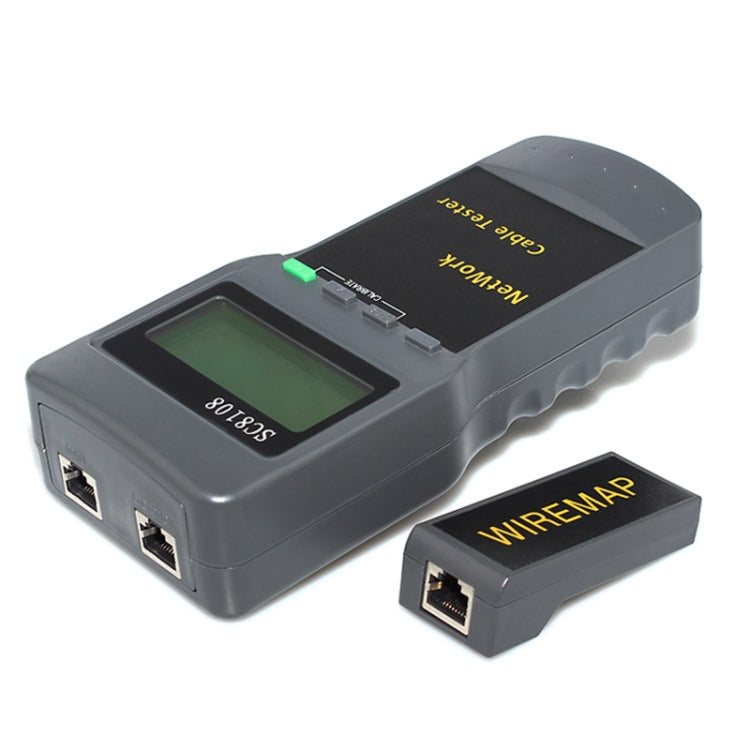 Lisslune | Portable WLAN Network Cable Tester SC8108 LCD Digital PC Data Network CAT5 RJ45 LAN Telephone Cable Tester Meter (Gray)