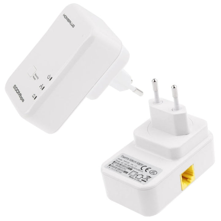 Lisslune | 2 PCS 500Mbps Powerline Network Mini Homeplug AV Ethernet Bridge, 7HP150, EU Plug (White)