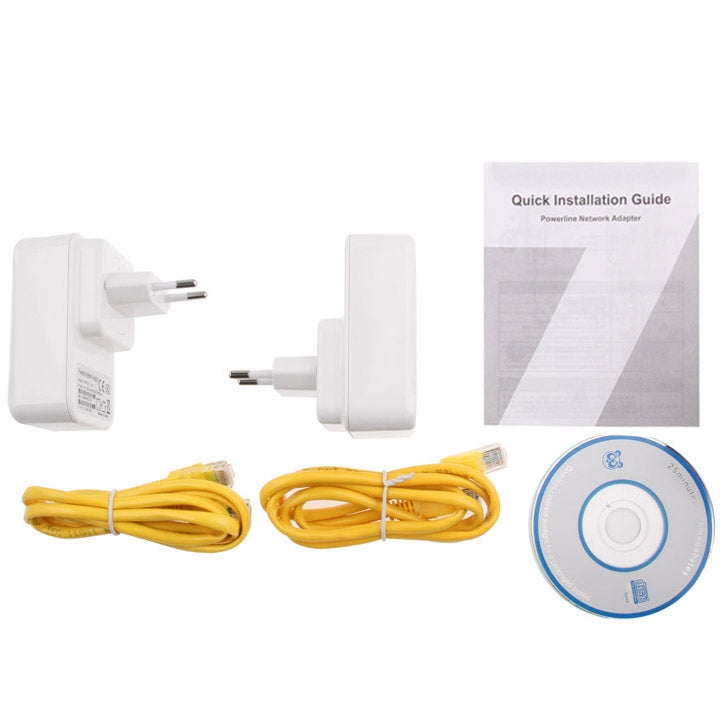 Lisslune | 2 PCS 500Mbps Powerline Network Mini Homeplug AV Ethernet Bridge, 7HP150, EU Plug (White)