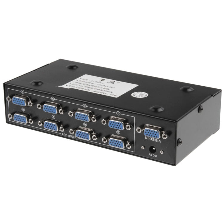 Lisslune | FJ-2508A 8-Port VGA Video Splitter High Resolution 1920 x 1440 Support 250MHz Video Bandwidth