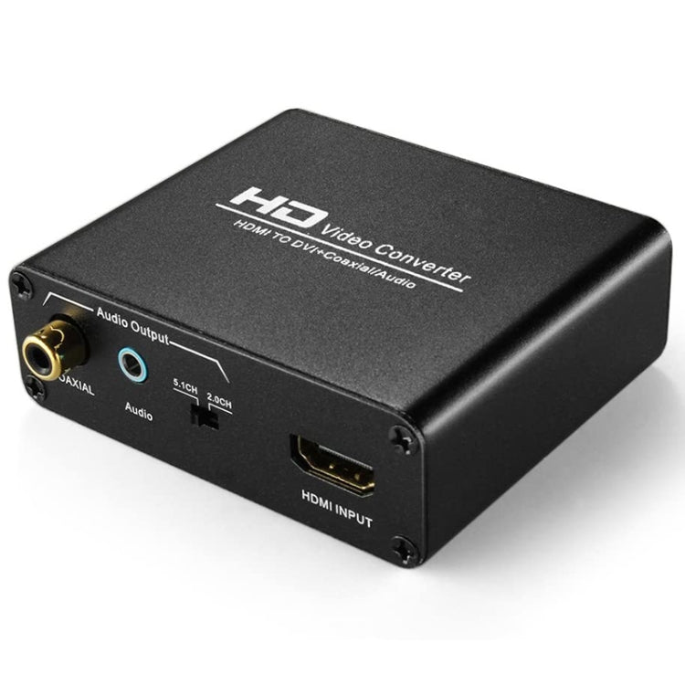 Lisslune | HDV-339 Full HD HDMI to DVI + Digital Coax / Analog Stereo Audio Converter Adapter (Black)