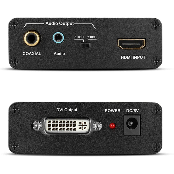 Lisslune | HDV-339 Full HD HDMI to DVI + Digital Coax / Analog Stereo Audio Converter Adapter (Black)