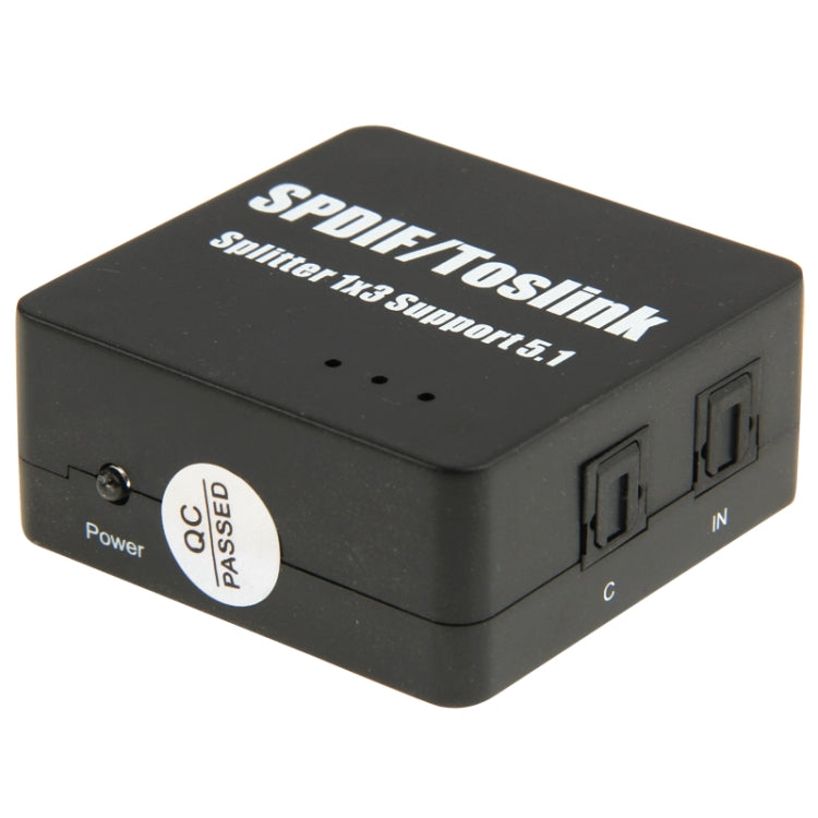 Lisslune | SPDIF / TOSLINK power adapter Digital Optical Audio Splitter Amplifier 1x3 Supports 5.1
