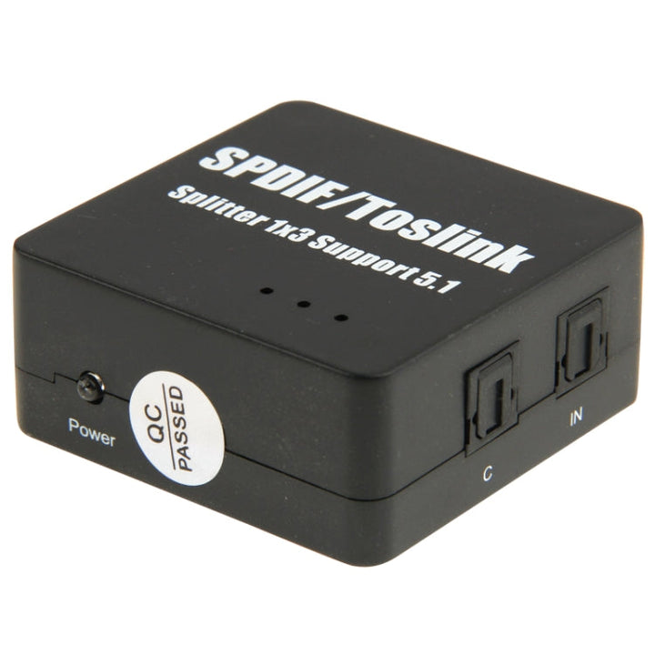 Lisslune | SPDIF / TOSLINK power adapter Digital Optical Audio Splitter Amplifier 1x3 Supports 5.1