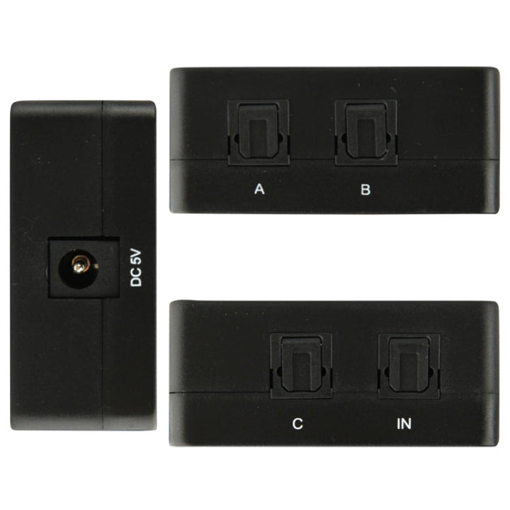 Lisslune | SPDIF / TOSLINK power adapter Digital Optical Audio Splitter Amplifier 1x3 Supports 5.1