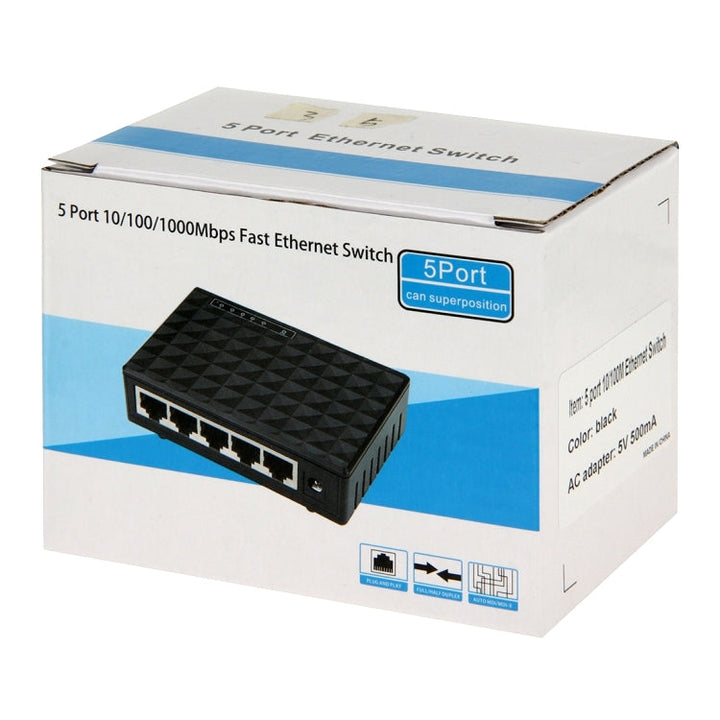 Lisslune | 5-Port 10/100/1000 Mbps Ethernet Desktop Switch