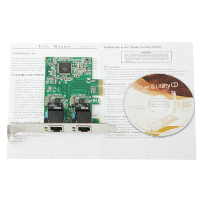 Lisslune | PCI-Express Dual Gigabit Ethernet Controller Card Adapter 2 Port RJ45 10/100/1000 BASE-T (IO-PCE8111-2GLAN)