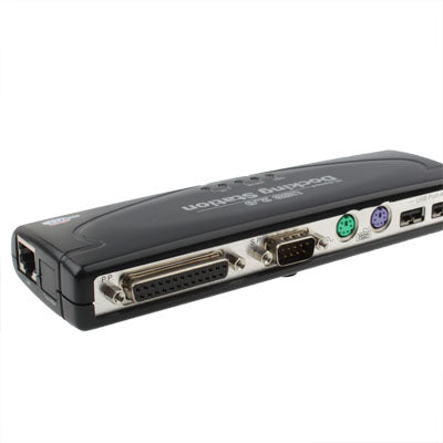 Lisslune | Hi-speed USB 2.0 Docking Station with 8 Ports (2xUSB 2.0 + PS2 Mouse + PS2 Keyboard + RS232 + DB25 + LAN + Upstream), Black