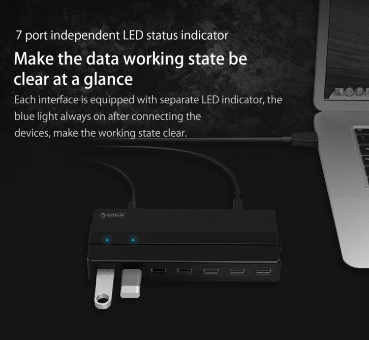 Lisslune | Orico H7928-U2-V1 Desktop 7 Ports USB 2.0 HUB with power adapter (Black)