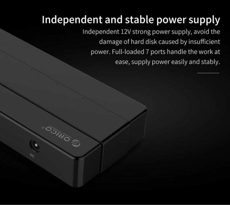 Lisslune | Orico H7928-U2-V1 Desktop 7 Ports USB 2.0 HUB with power adapter (Black)