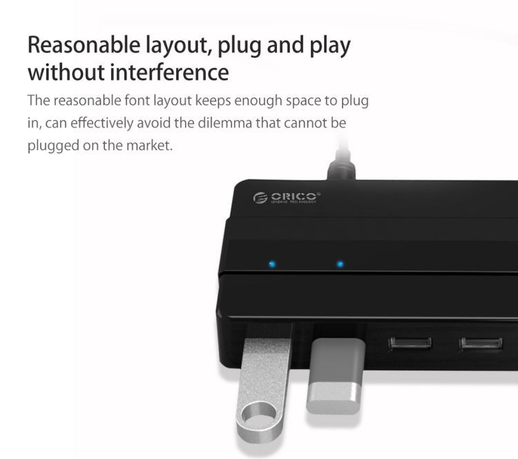 Lisslune | Orico H7928-U2-V1 Desktop 7 Ports USB 2.0 HUB with power adapter (Black)