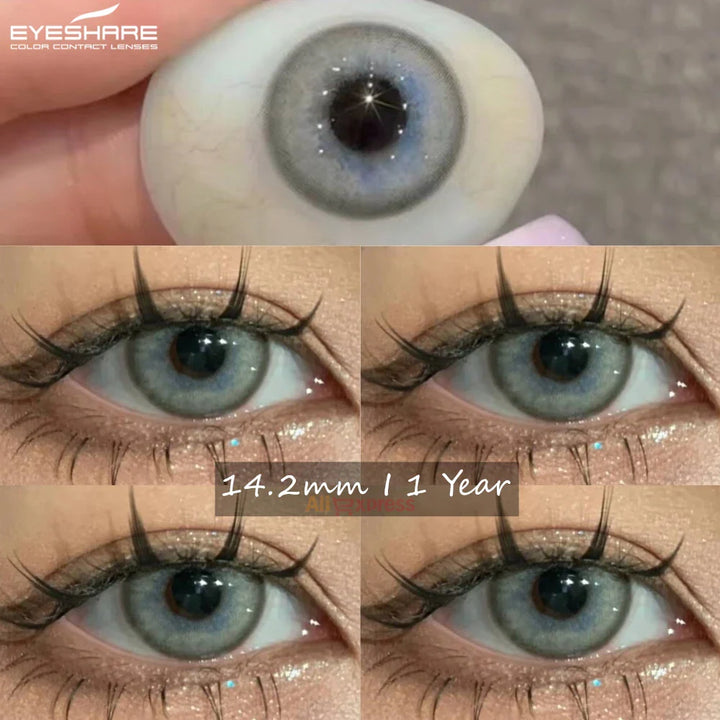 Rynx | Natural colored contact lenses for green eyes Blue contact lenses Brown beauty contact lenses Annual 2 pieces/pair Gray lenses