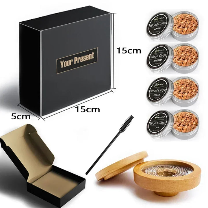 Lisslune | Wooden Cocktail Smoker Kit: Enhance Your Drinks with a Smoky Flavor - Ideal for Whiskey and Bar Accessories