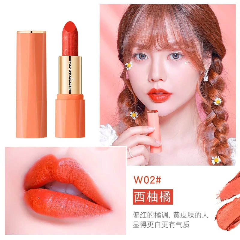 Rynx | Orange Lipstick Velvet Matte Lipsticks Waterproof Long-lasting Lipstick Velvet Lip Color Women's Cosmetics Sexy Lip Paint Makeup
