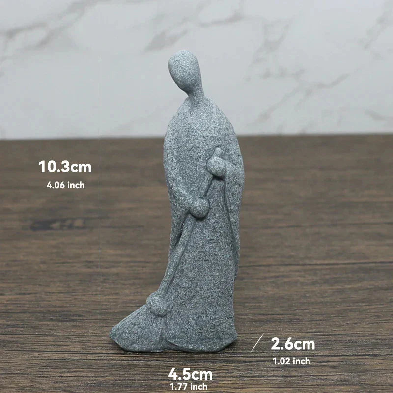 Lisslune | Buddha Stone Statue Small Buddhist Monks Tibetan Buddhism Figures Zen Garden Ornament Meditation Home Aquarium Decoration