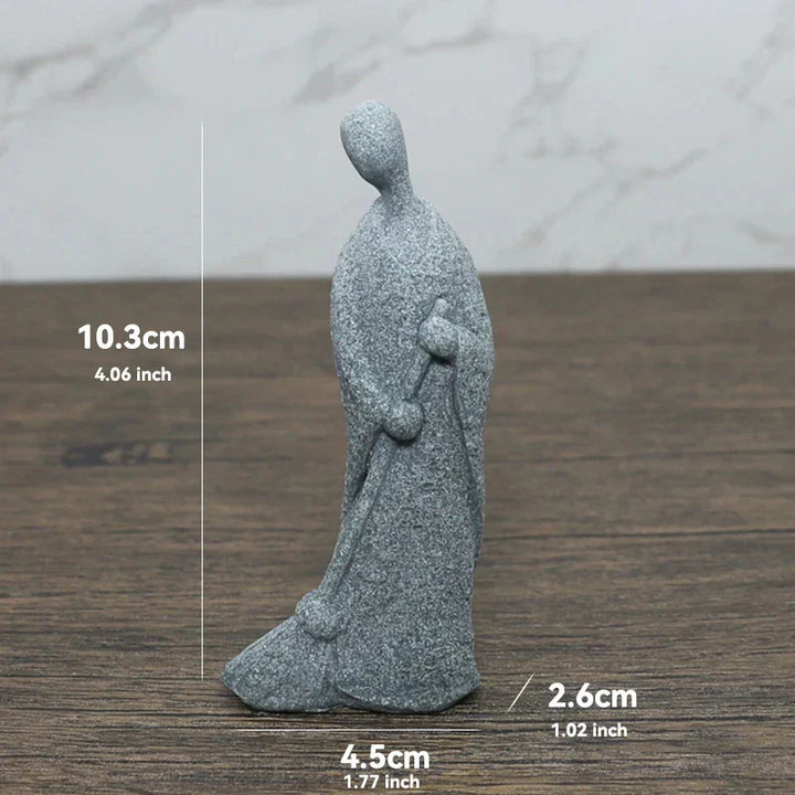 Lisslune | Buddha Stone Statue Small Buddhist Monks Tibetan Buddhism Figures Zen Garden Ornament Meditation Home Aquarium Decoration