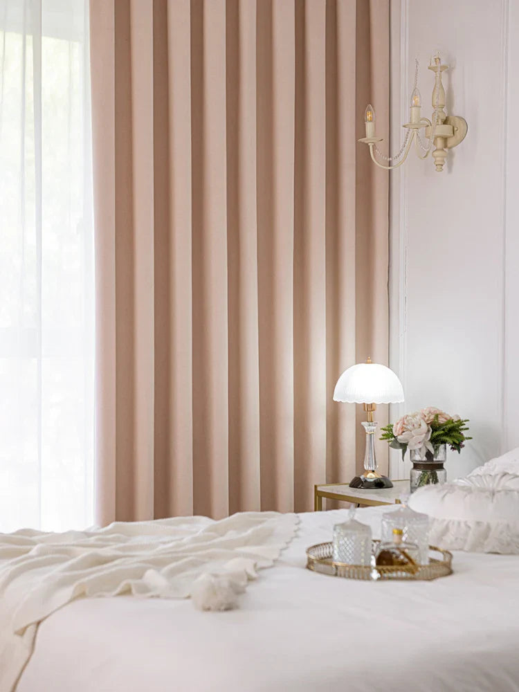 Rynx | French Pink Home Decoration Curtains Solid Color Bedroom Blackout Curtains Creative Texture Art Curtains Luxury Study Curtain IG