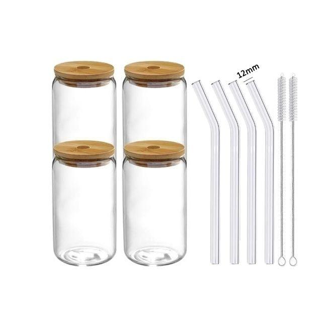 Lisslune | Elegant Can-Shape Glass Tumbler Set - 4 Premium Cups for Luxurious Drinking Experiences