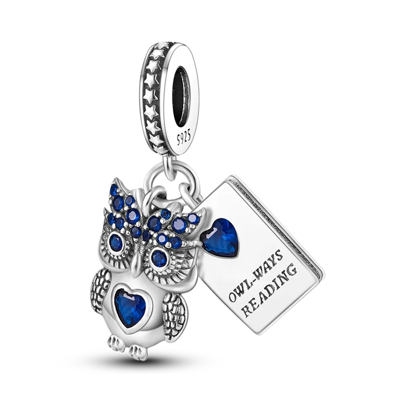 Lisslune | 925 Silver Golden Leopard Charms Beads Colorful Chameleon Rhinoceros Lion Scarab Cat Pendant Compatible with Original Pandora Bracelet Jewelry