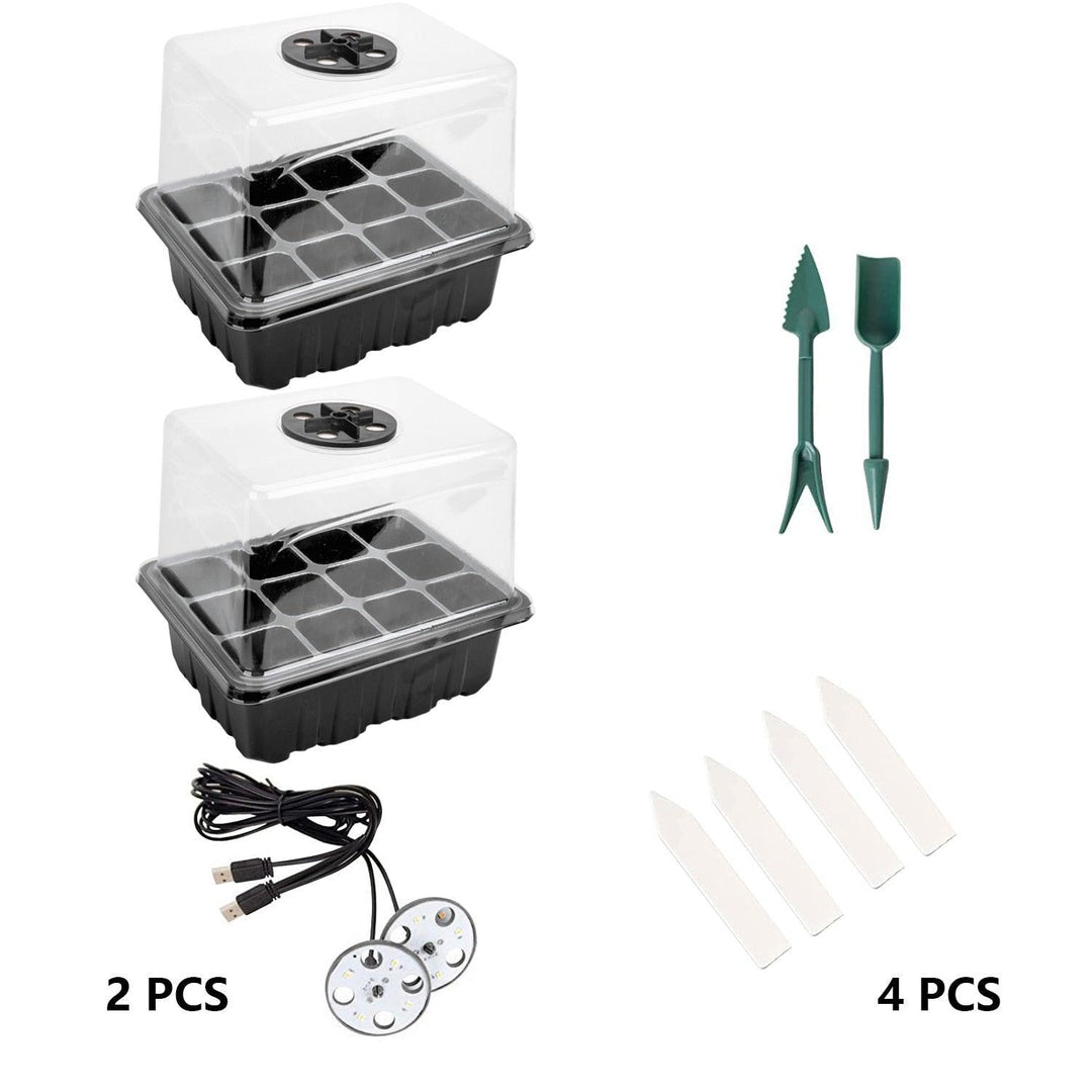 Lisslune | LED Seedling Starter Set with Humidity Control - Complete 5-Tray System for Enhanced Plant Growth