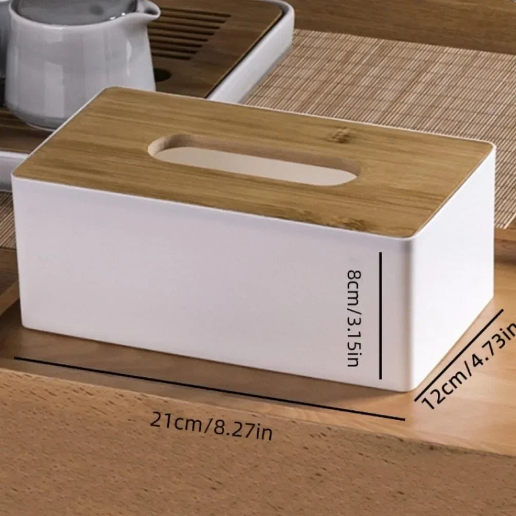 Rynx | Wood Element Box Thickened Box Office Household Paper Storage Box Elegant Car Tissue Holder Towel Dispenser Desk Decoration
