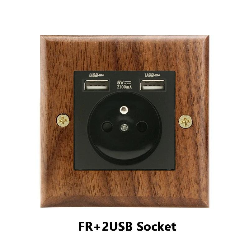 Lisslune | Stylish Black Walnut Electric Panel with USB Ports, Adjustable LED Ambient Lighting and Modern Pull Knob Features