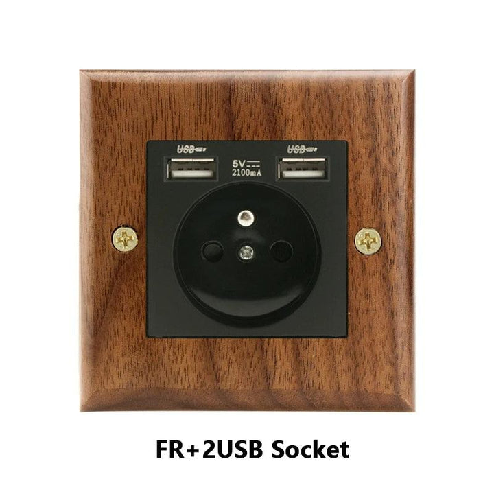 Lisslune | Stylish Black Walnut Electric Panel with USB Ports, Adjustable LED Ambient Lighting and Modern Pull Knob Features