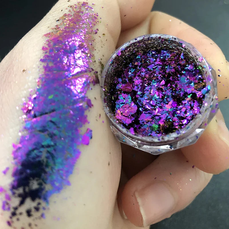 Rynx | 1 Glass Chameleon Nail Flakes Irregular Aluminum Foil UV Gel Polish Nail Sequins Paillettes Manicure Art Decoration Glitter Powder