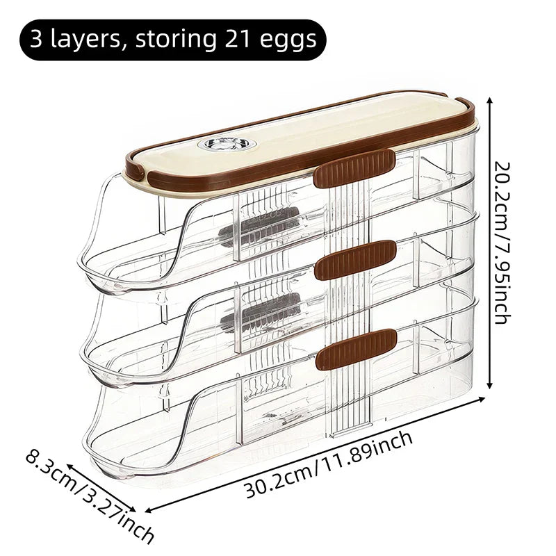 Lisslune | Fridge Organizer Automatic Rolling Transparent Egg Storage Box