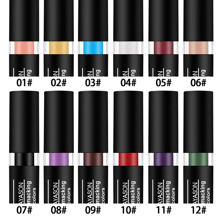 Rynx | 12 Colors Matte Nude Lipsticks Waterproof Black Blue Velvet Lipstick Long-lasting Sexy Vampire Red Halloween Party Makeup Lipsticks